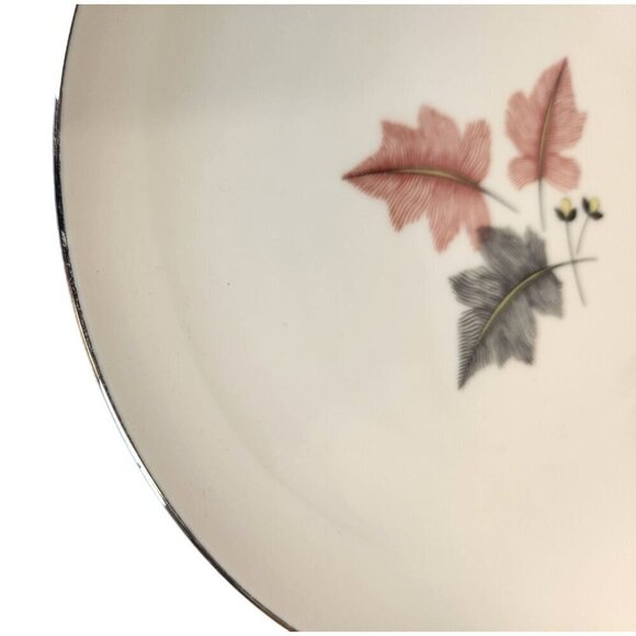 Trio by Lenox X-446  Gray & Pink Leaves, Coupe, Platinum Trim 1954-1968 MCM - Picture 8 of 9